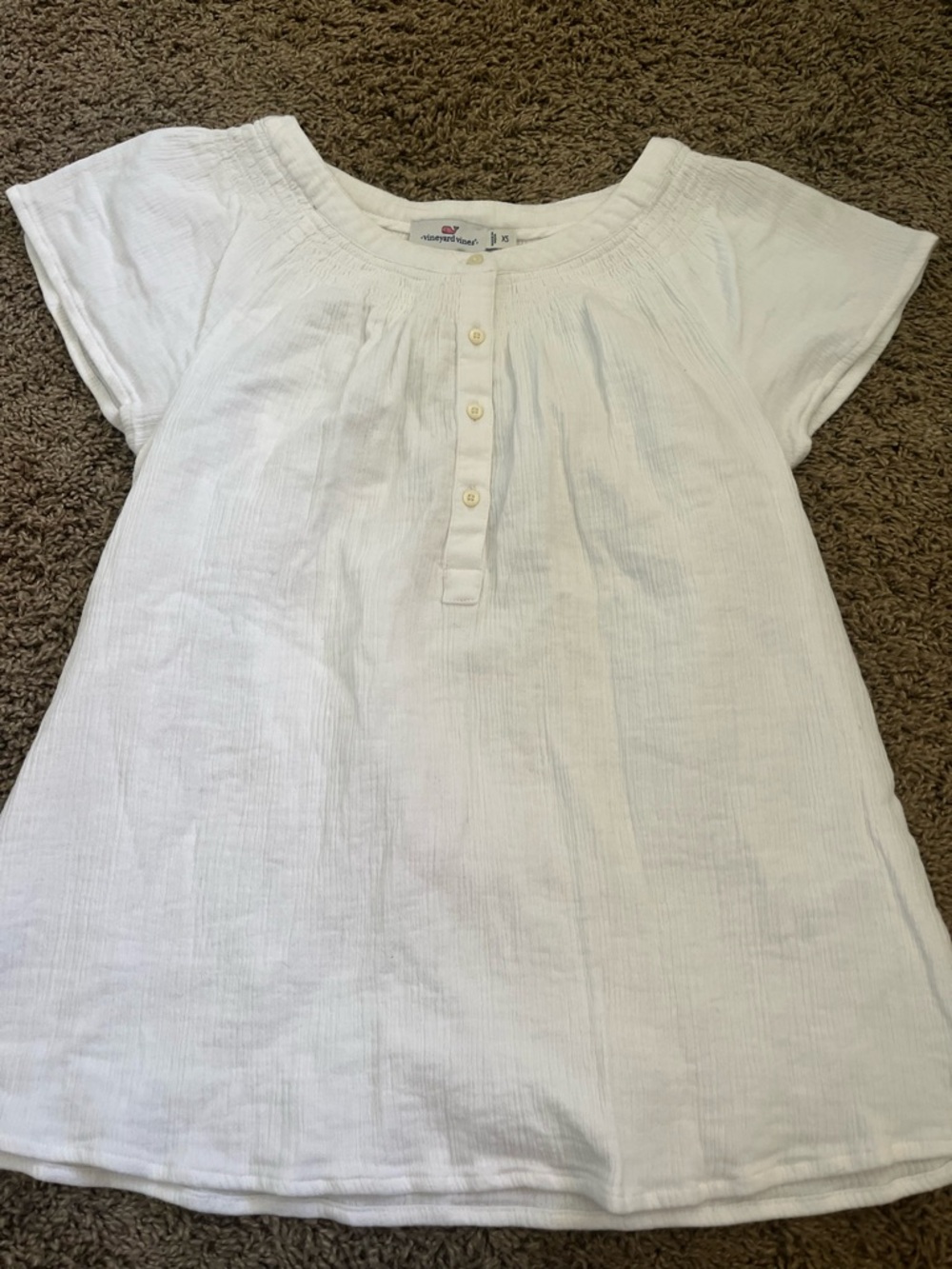 Vineyard Vines White womens Short Sleeve Button-Front Top